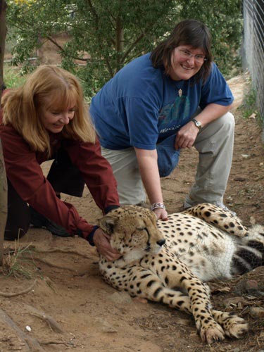 Marlene and I patting a cheetah